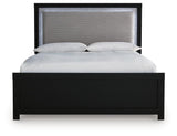 Maeling Black Queen Upholstered Panel Bed by Ashley at Eve Furniture