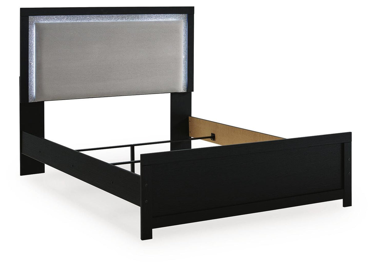 Maeling Black Queen Upholstered Panel Bed by Ashley at Eve Furniture