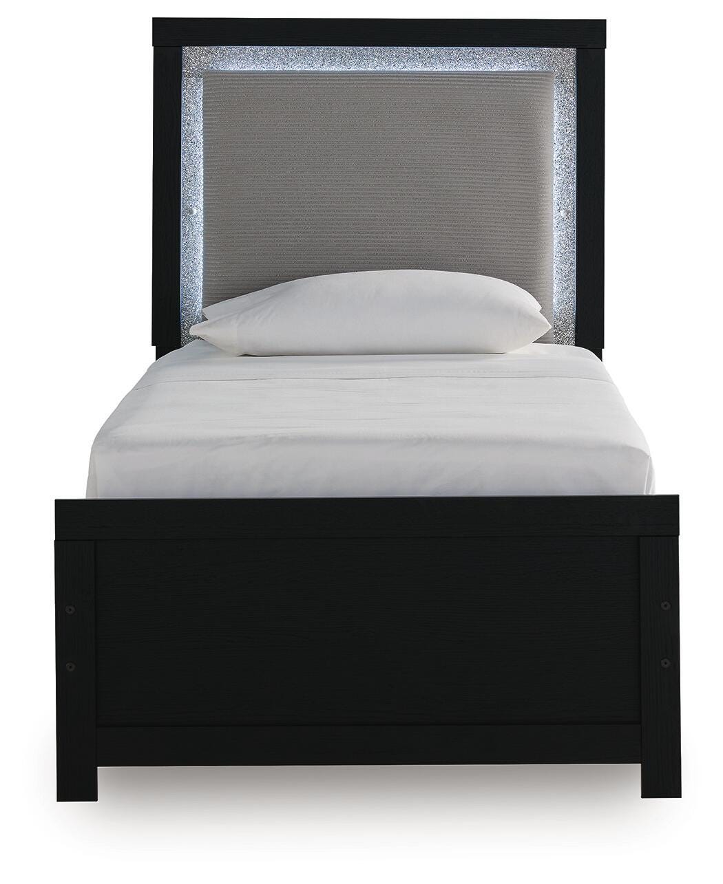 Maeling Black Twin Upholstered Panel Bed by Ashley at Eve Furniture