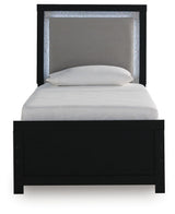 Maeling Black Twin Upholstered Panel Bed by Ashley at Eve Furniture