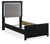 Maeling Black Twin Upholstered Panel Bed by Ashley at Eve Furniture