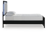Maeling Black Twin Upholstered Panel Bed by Ashley at Eve Furniture