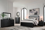 Maeling Black Upholstered Panel Bedroom Set by Ashley at Eve Furniture