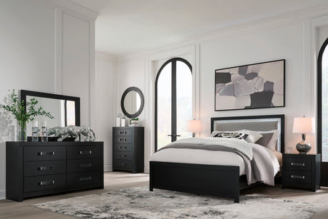 Maeling Black Upholstered Panel Bedroom Set by Ashley at Eve Furniture
