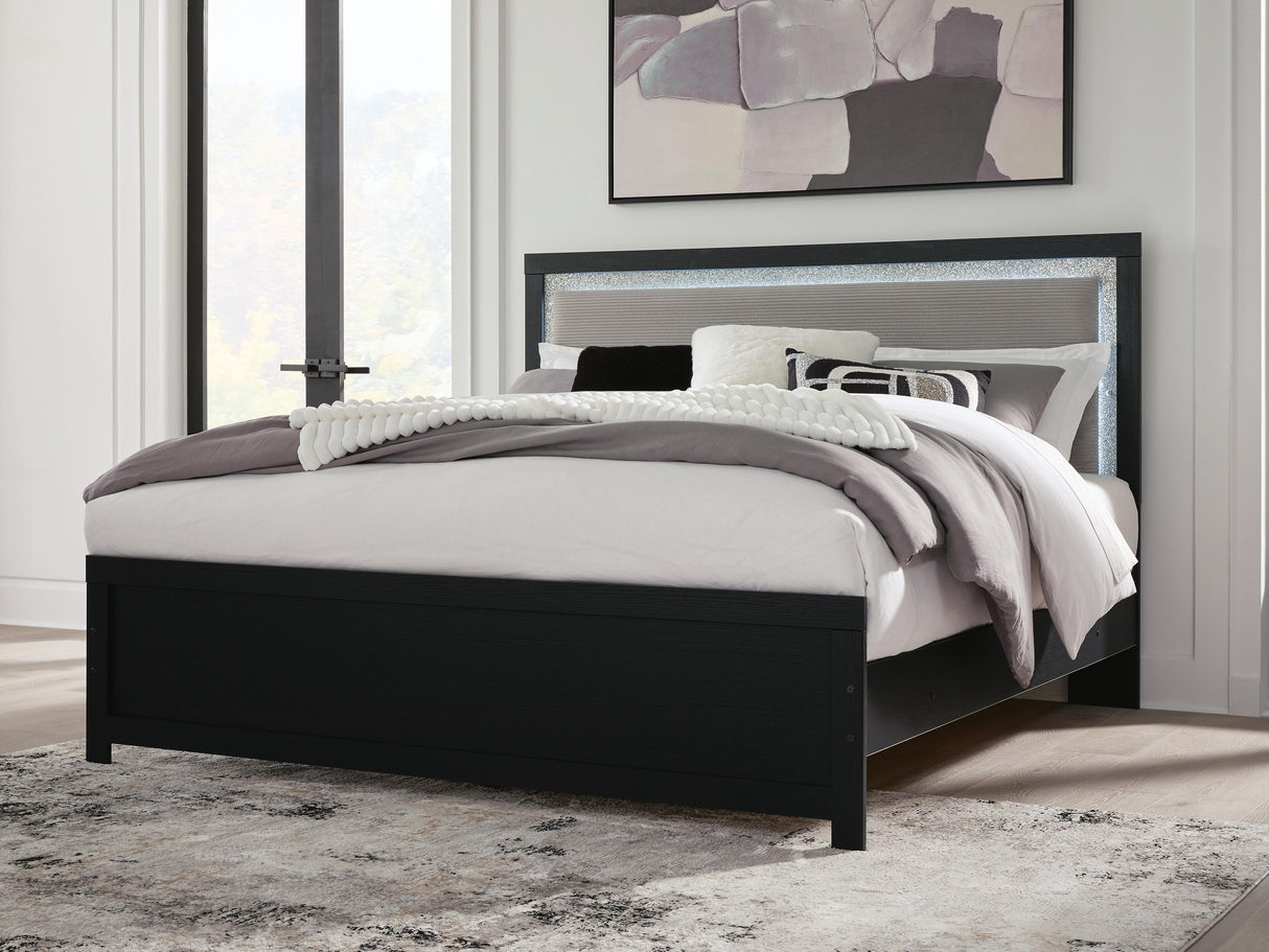 Maeling Black Upholstered Panel Bedroom Set by Ashley at Eve Furniture