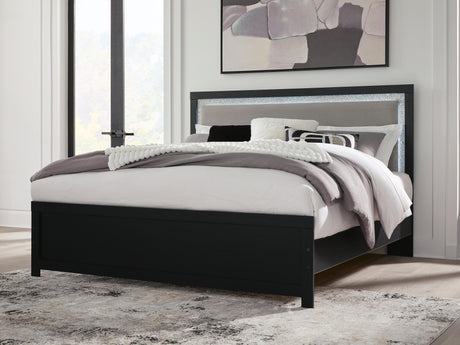Maeling Black Upholstered Panel Bedroom Set by Ashley at Eve Furniture
