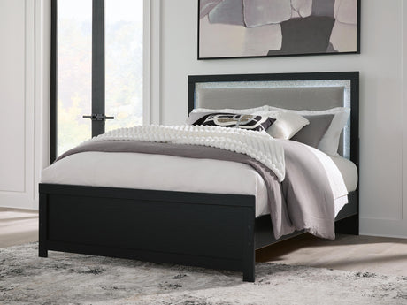 Maeling Black Upholstered Panel Bedroom Set by Ashley at Eve Furniture