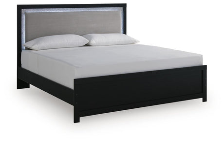 Maeling Black Upholstered Panel Bedroom Set by Ashley at Eve Furniture