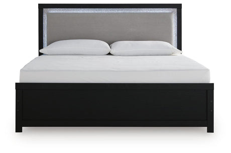 Maeling Black Upholstered Panel Bedroom Set by Ashley at Eve Furniture