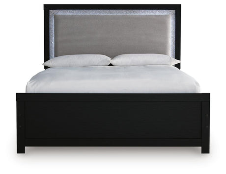 Maeling Black Upholstered Panel Bedroom Set by Ashley at Eve Furniture