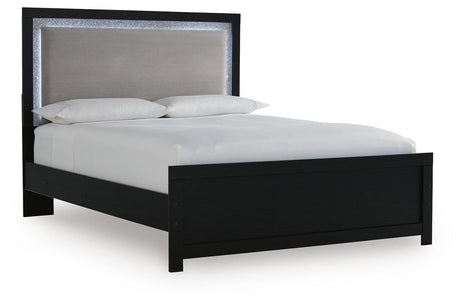 Maeling Black Upholstered Panel Bedroom Set by Ashley at Eve Furniture