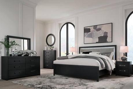 Maeling Black Upholstered Panel Bedroom Set by Ashley at Eve Furniture