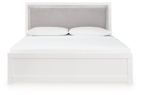 Maeling White King Upholstered Panel Bed by Ashley at Eve Furniture