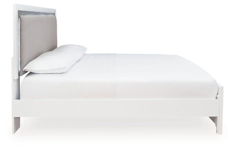 Maeling White King Upholstered Panel Bed by Ashley at Eve Furniture