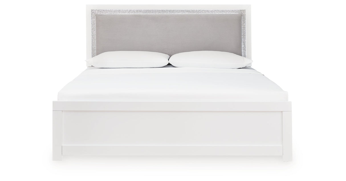 Maeling White Queen Upholstered Panel Bed by Ashley at Eve Furniture