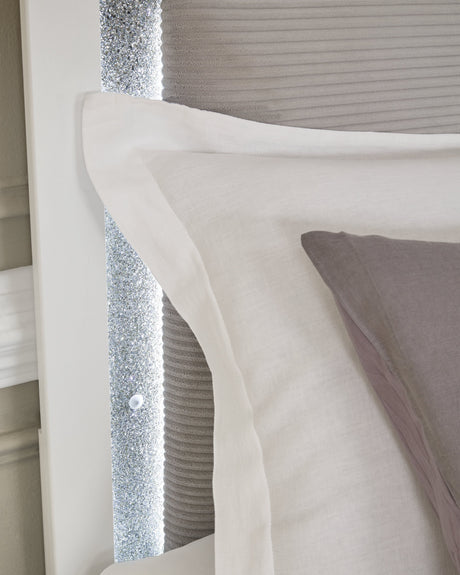 Maeling White Queen Upholstered Panel Bed by Ashley at Eve Furniture