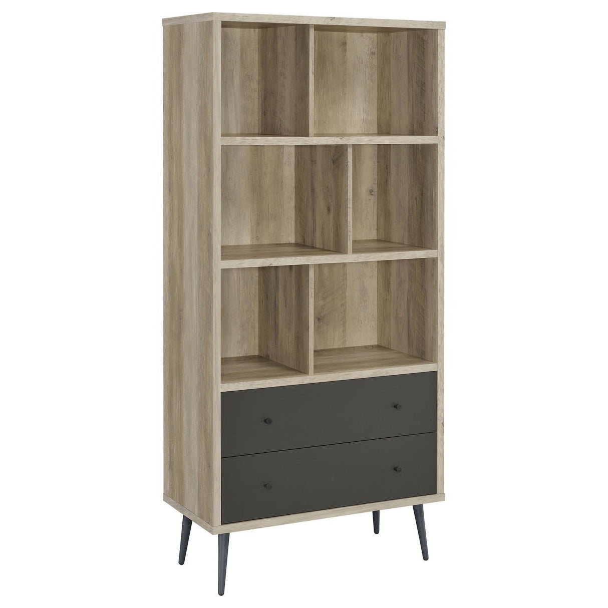 Maeve Distressed Pine 70-inch 3-shelf Bookcase with Drawers by Coaster at Eve Furniture