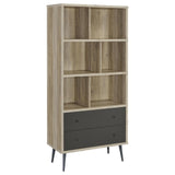 Maeve Distressed Pine 70-inch 3-shelf Bookcase with Drawers by Coaster at Eve Furniture