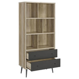 Maeve Distressed Pine 70-inch 3-shelf Bookcase with Drawers by Coaster at Eve Furniture