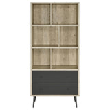Maeve Distressed Pine 70-inch 3-shelf Bookcase with Drawers by Coaster at Eve Furniture