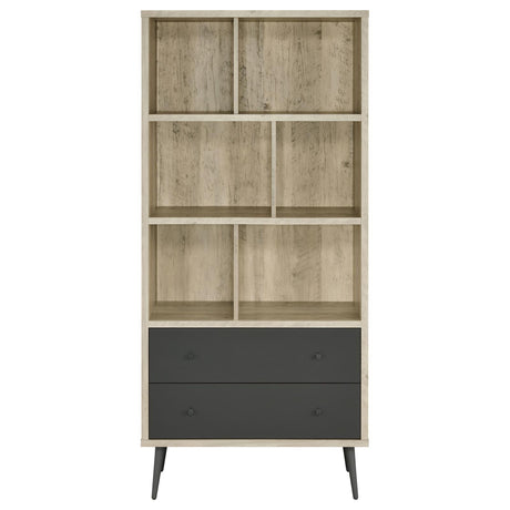 Maeve Distressed Pine 70-inch 3-shelf Bookcase with Drawers by Coaster at Eve Furniture