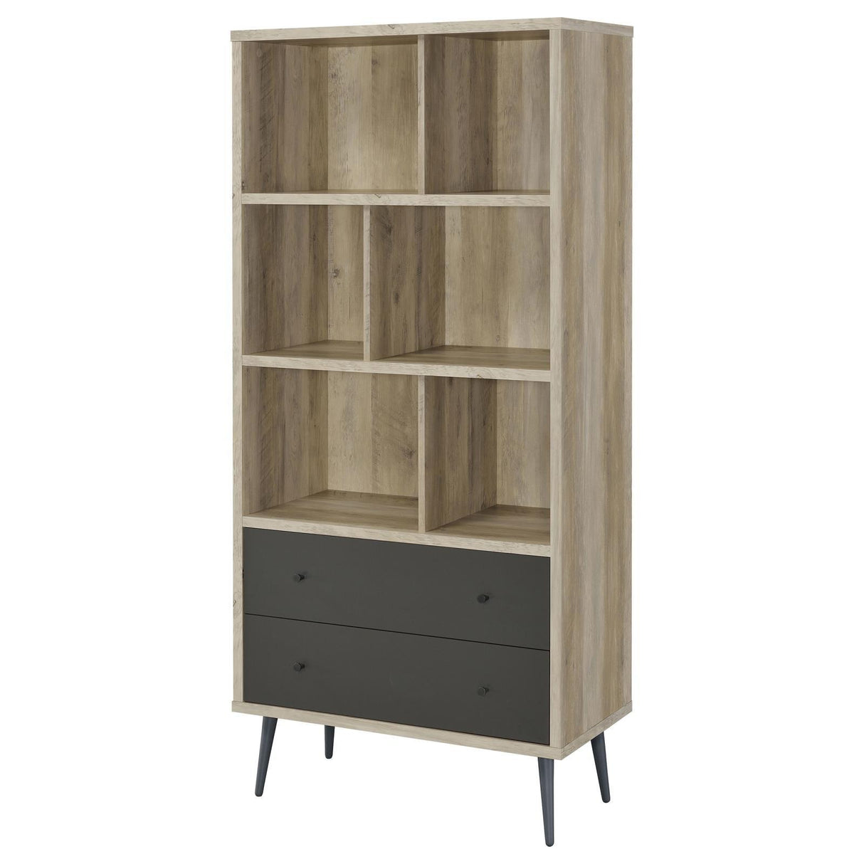 Maeve Distressed Pine 70-inch 3-shelf Bookcase with Drawers by Coaster at Eve Furniture
