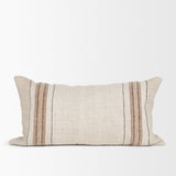 Maeve Lumbar Natural Linen w/ Orange Stripes Decorative Pillow Cover by Mercana at Eve Furniture