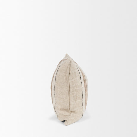 Maeve Lumbar Natural Linen w/ Orange Stripes Decorative Pillow Cover by Mercana at Eve Furniture