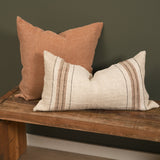 Maeve Lumbar Natural Linen w/ Orange Stripes Decorative Pillow Cover by Mercana at Eve Furniture