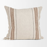Maeve Square Natural Linen w/ Orange Stripes Decorative Pillow Cover by Mercana at Eve Furniture