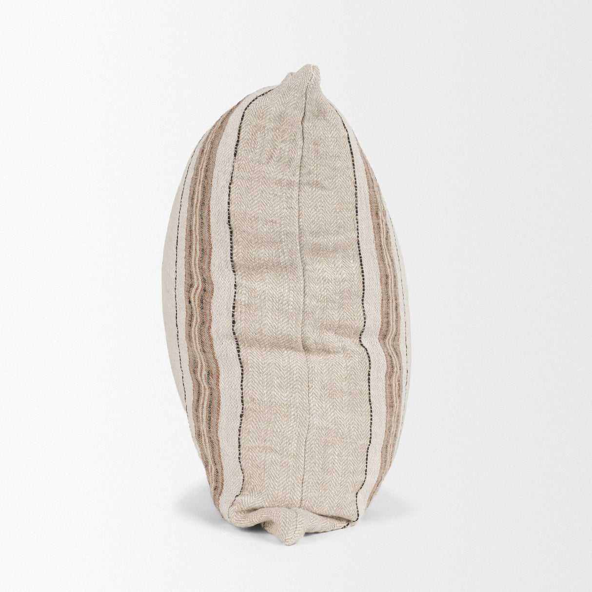 Maeve Square Natural Linen w/ Orange Stripes Decorative Pillow Cover by Mercana at Eve Furniture