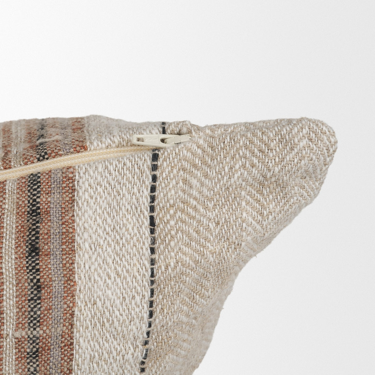 Maeve Square Natural Linen w/ Orange Stripes Decorative Pillow Cover by Mercana at Eve Furniture