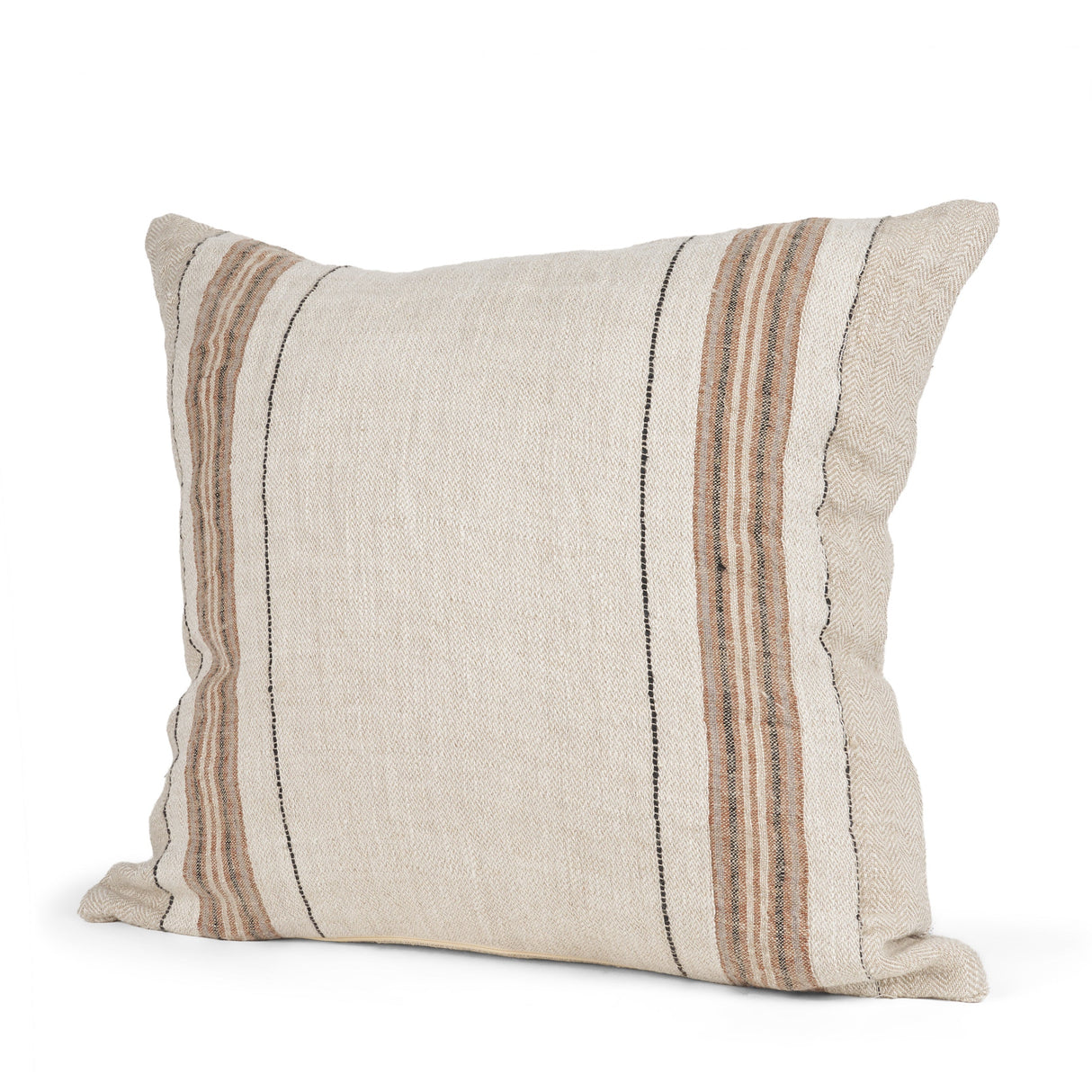 Maeve Square Natural Linen w/ Orange Stripes Decorative Pillow Cover by Mercana at Eve Furniture