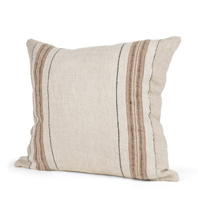 Maeve Square Natural Linen w/ Orange Stripes Decorative Pillow Cover by Mercana at Eve Furniture