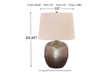 Magalie Antique Silver Finish Table Lamp by Ashley at Eve Furniture