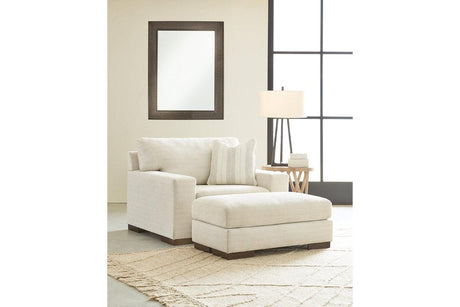 Maggie Birch Oversized Chair and Ottoman by Ashley at Eve Furniture