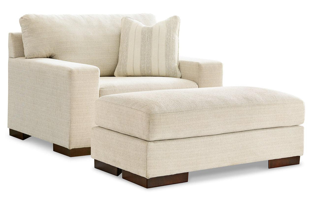 Maggie Birch Oversized Chair and Ottoman by Ashley at Eve Furniture