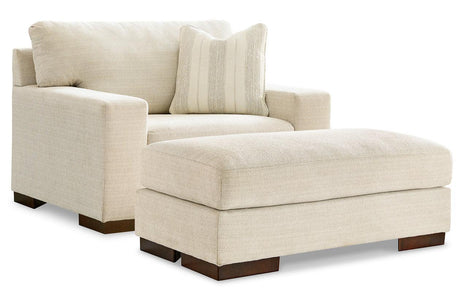 Maggie Birch Oversized Chair and Ottoman by Ashley at Eve Furniture