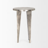 Maggie Textured Silver Nickel Cast Aluminum Metal Accent Table by Mercana at Eve Furniture