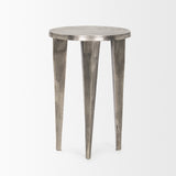 Maggie Textured Silver Nickel Cast Aluminum Metal Accent Table by Mercana at Eve Furniture