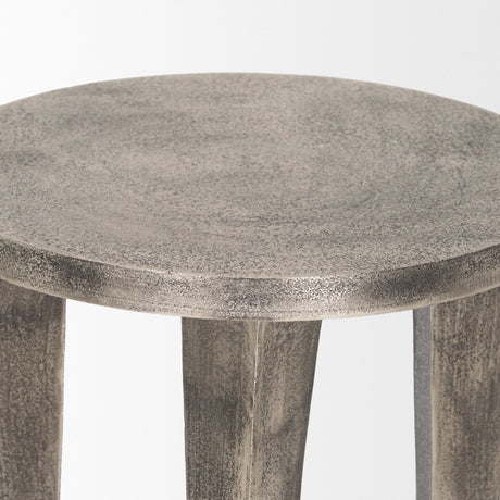 Maggie Textured Silver Nickel Cast Aluminum Metal Accent Table by Mercana at Eve Furniture