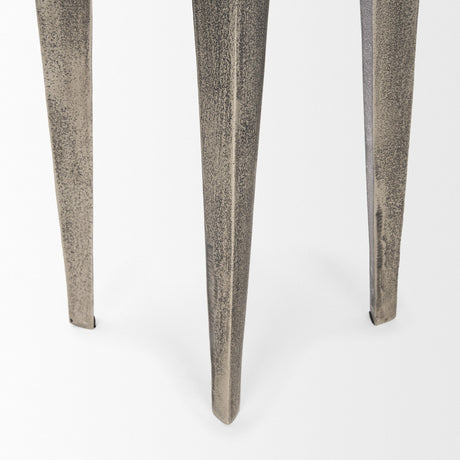 Maggie Textured Silver Nickel Cast Aluminum Metal Accent Table by Mercana at Eve Furniture