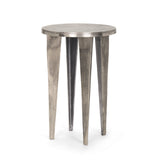 Maggie Textured Silver Nickel Cast Aluminum Metal Accent Table by Mercana at Eve Furniture
