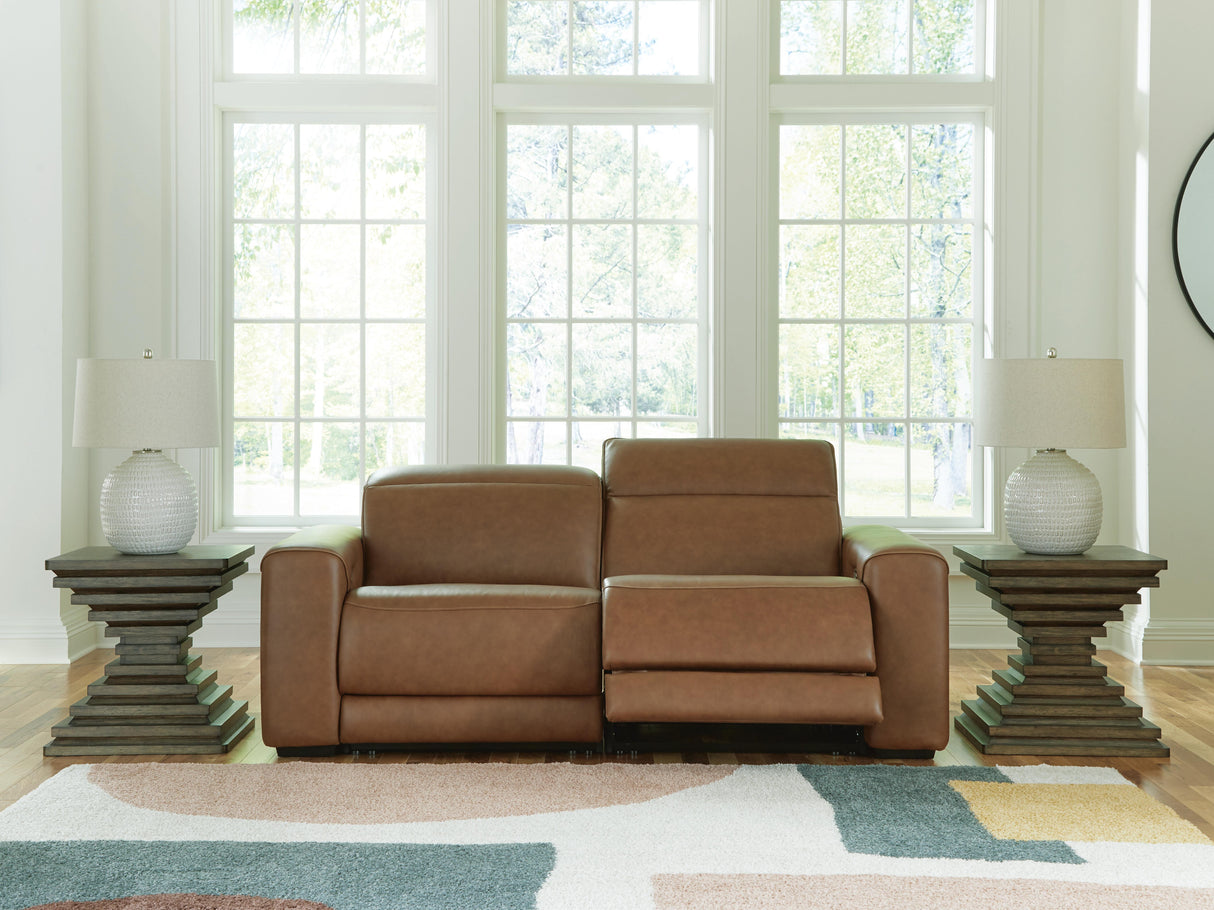 Magic Man Caramel 2-Piece Power Reclining Loveseat by Ashley at Eve Furniture