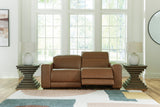 Magic Man Caramel 2-Piece Power Reclining Loveseat by Ashley at Eve Furniture