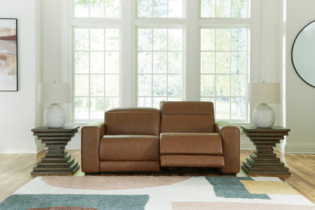 Magic Man Caramel 2-Piece Power Reclining Loveseat by Ashley at Eve Furniture