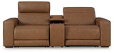 Magic Man Caramel 2-Piece Power Reclining Loveseat with Console by Ashley at Eve Furniture