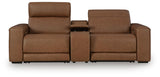 Magic Man Caramel 2-Piece Power Reclining Loveseat with Console by Ashley at Eve Furniture