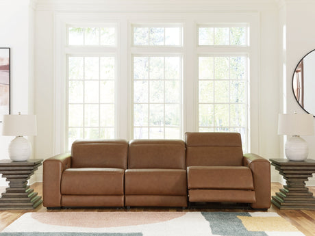 Magic Man Caramel 3-Piece Power Reclining Sectional Sofa by Ashley at Eve Furniture