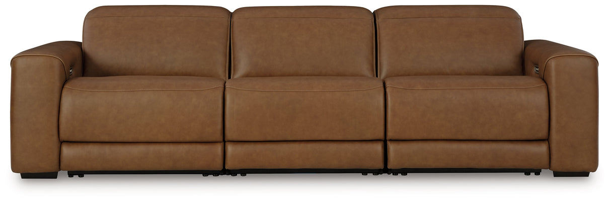 Magic Man Caramel 3-Piece Power Reclining Sectional Sofa by Ashley at Eve Furniture